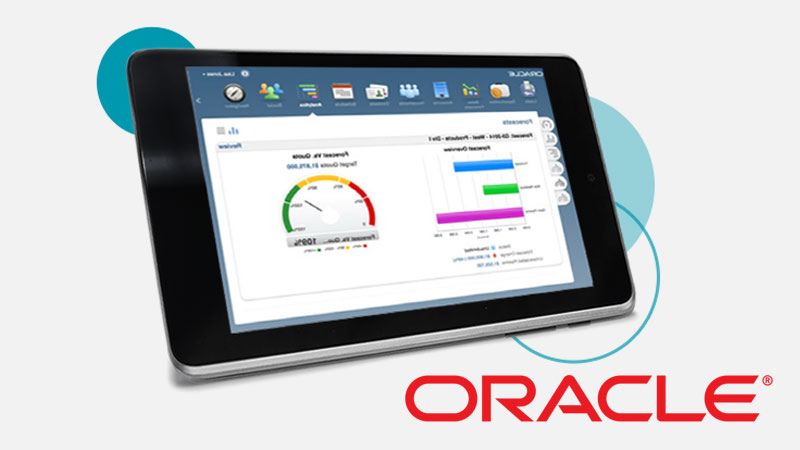 Image of Oracle Sales Cloud on an IPad device.