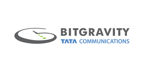 BitGravity TATA Communications logo in gray and blue font
