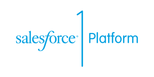 Salesforce 1 Platform logo in light blue font with a white back drop
