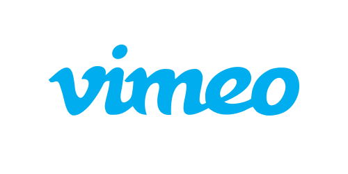 Vimeo logo in blue font and white back drop