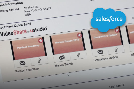Close up of Video Share video asset management product with Salesforce logo over it.
