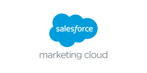 Blue cloud Salesforce logo with the words "marketing cloud" written below it.