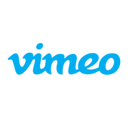 Vimeo logo in blue font and white back drop
