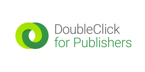 Two green intertwined circles, says, "DoubleClick for publishers"