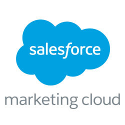 Blue cloud Salesforce logo with the words "marketing cloud" written below it.